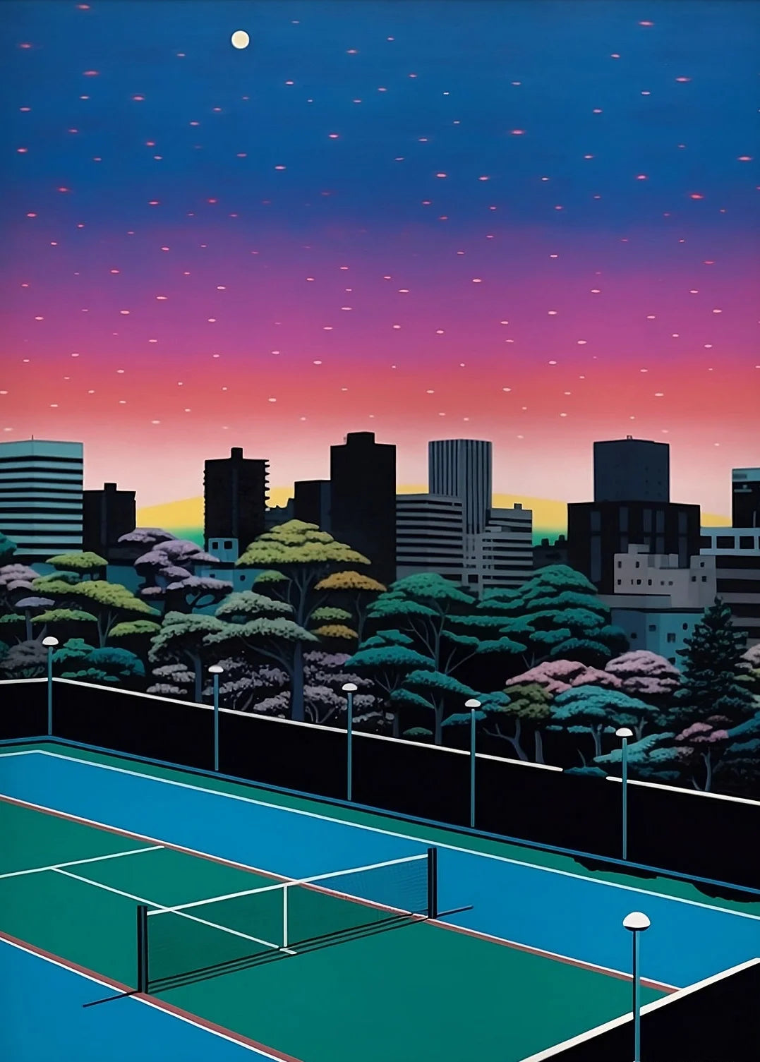 Vintage Hiroshi Nagai Pop Poster Retro 80's Beach Summer Pool Surrealism Canvas Painting Wall Art for Living Room Home Deco Peaceful Pleasures Health and Wellness 7 40x50cm Unframed