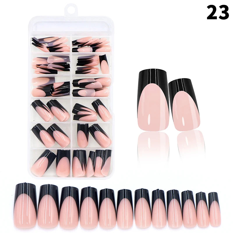 120pcs/box Nude Pink Matte French Press On Nails 12sizes Extra Long Square Full Cover Soft Gel False Nail Tips Nail Extension Peaceful Pleasures Health and Wellness HSFSZF