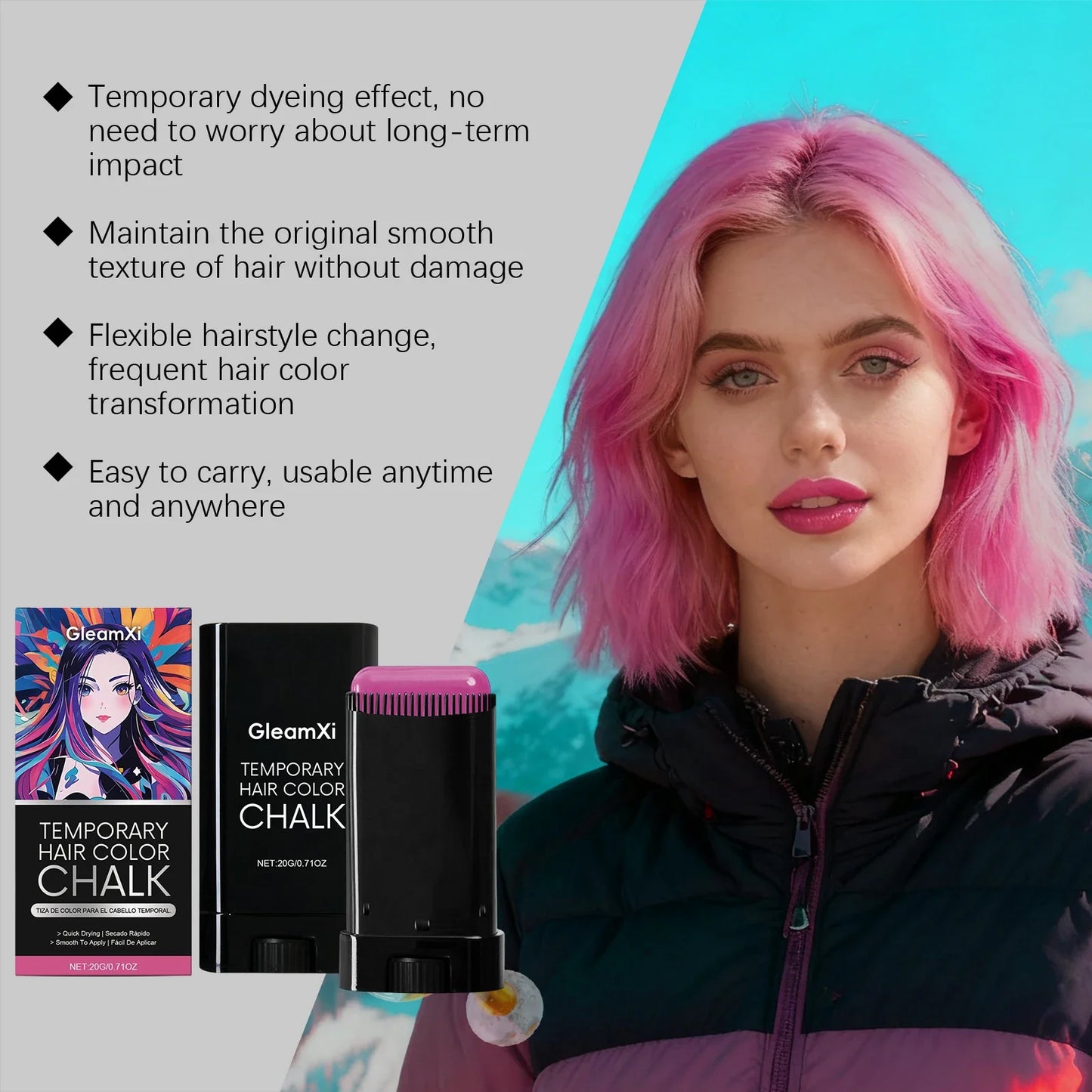 Temporary Hair Color Chalk Wax Stick – 5 Shades, Easy Wash