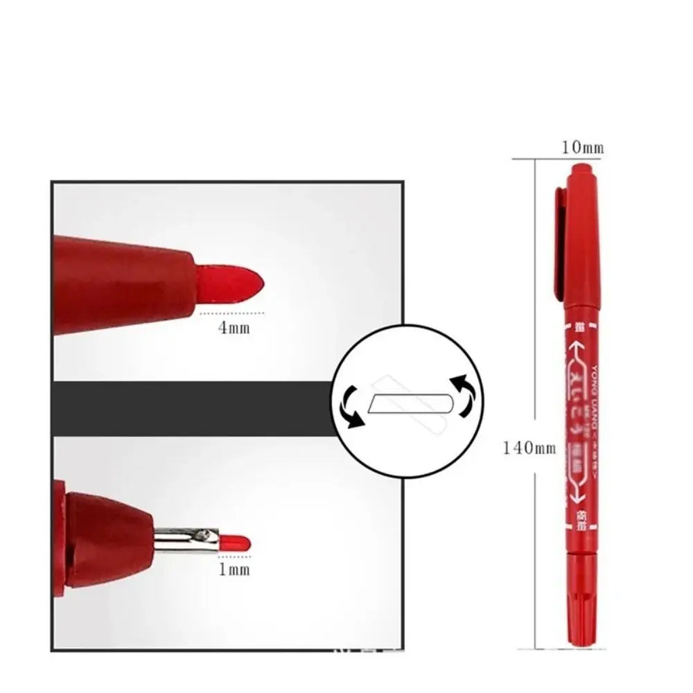 2Pcs/set Thin Pen Tip Tattoo Skin Marker Pen Black/Red/Blue Ink Waterproof Double Headed Marker Pen Large Capacity Stationery Peaceful Pleasures Health and Wellness