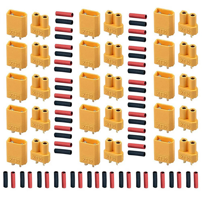 XT30U Battery Connectors 30 Pairs Male Female + Heat Shrink