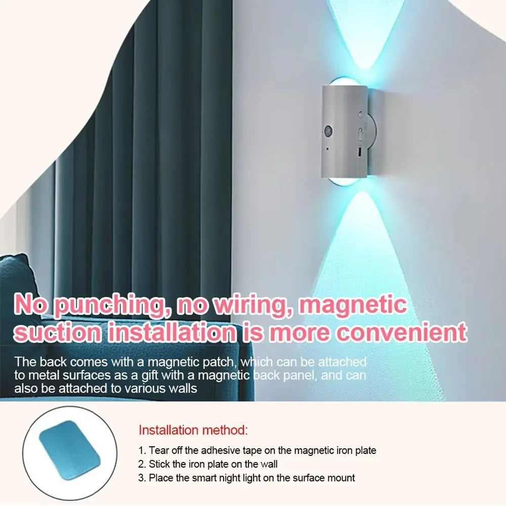 16-Color RGB Motion Sensor Wall Lamp | Rechargeable Night Light