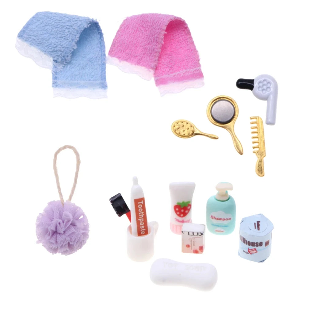Dollhouse Miniature Bathroom Accessories Kit – 8-Piece Resin Set