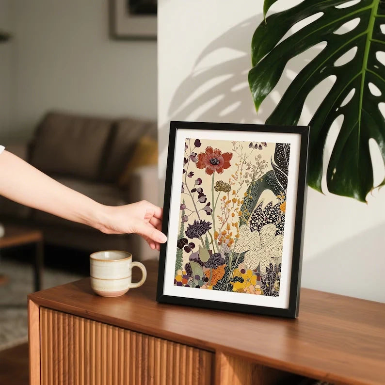 Modern Japanese Botanical Canvas Wall Art Print | Home Decor