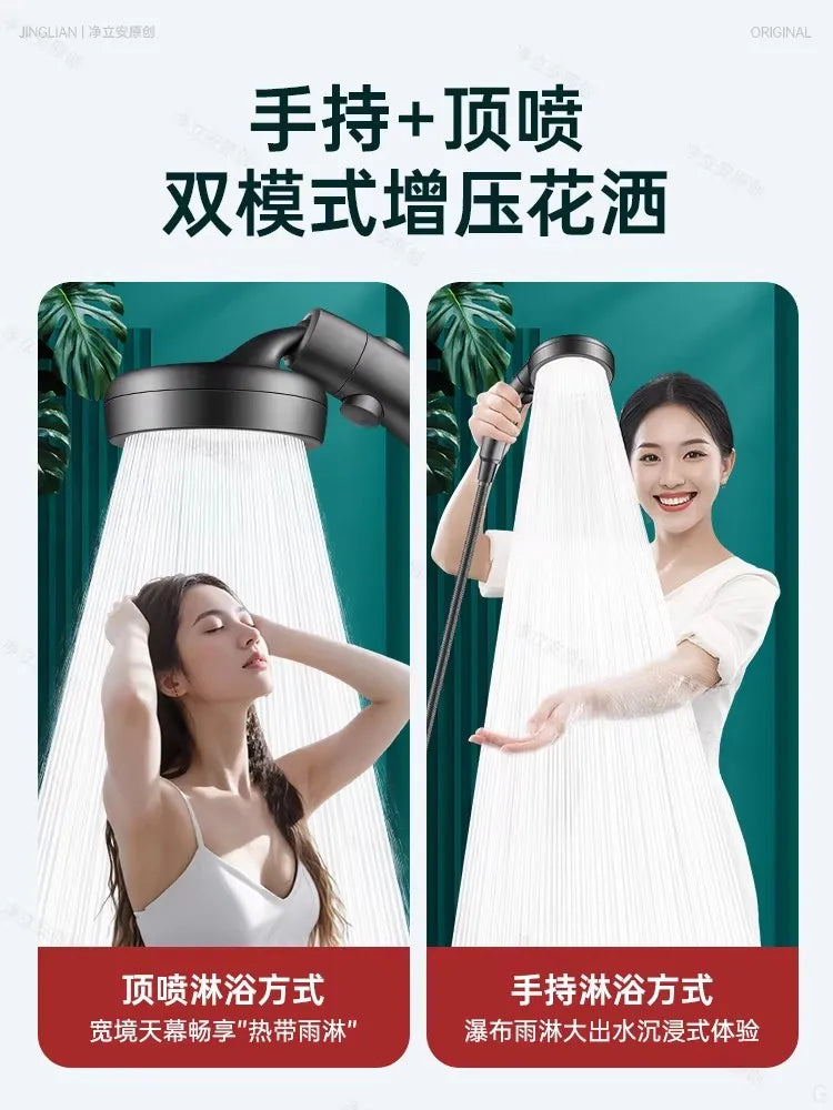 Large Panel Rainfall Shower Head | High Pressure & Stop Button