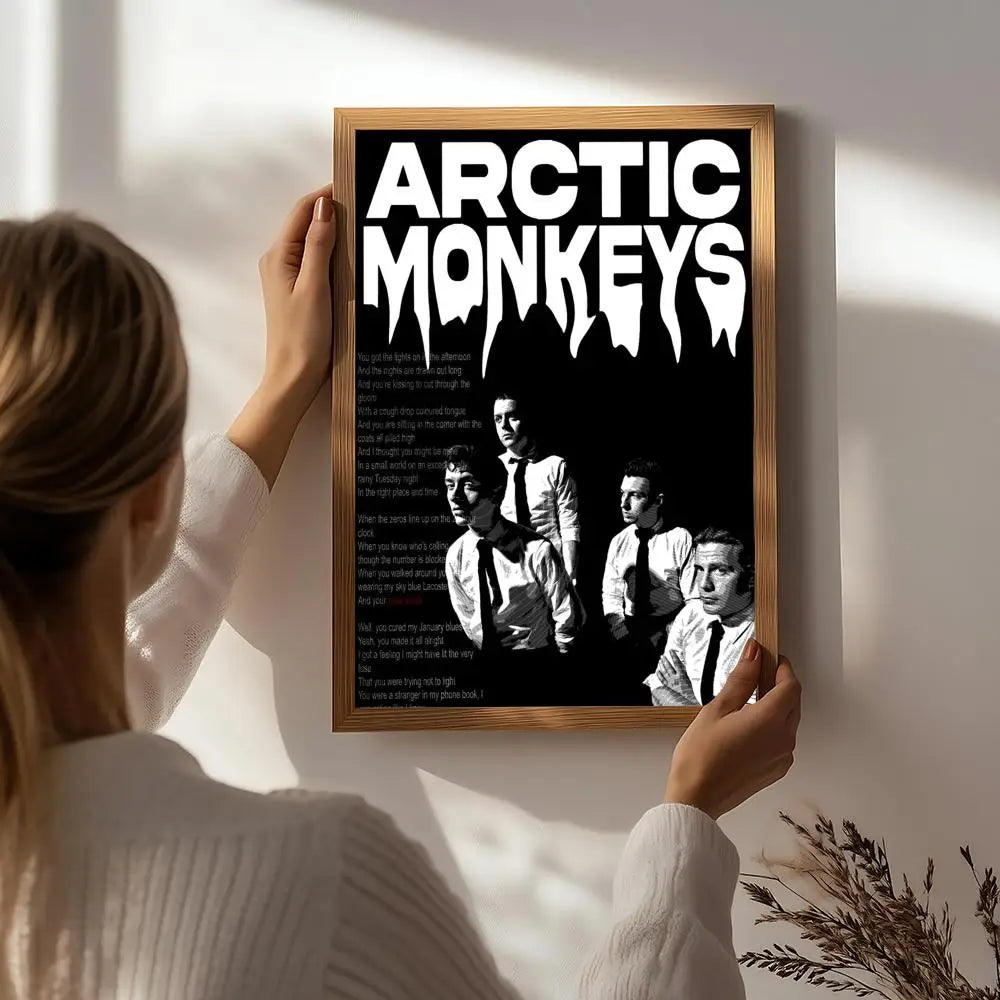 Band A-Arctic Monkeys Poster HD Self Adhesive Waterproof Wall Art Ideal for Home Office Dorm Bedroom Great Gift Peaceful Pleasures Health and Wellness White1 50X70cmNoframe