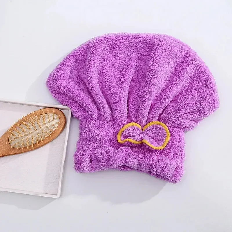 Microfibre Quick-Dry Hair Towel Wrap Cap with Bowknot | Women Hair Towel Wrap Cap Peaceful Pleasures Health and Wellness