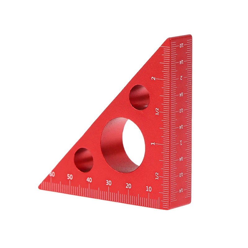 Practical Blue/Red Aluminum Alloy Right Angle Marking Ruler 45/90 Degree Woodworking Carving Square Precision Angle Ruler Peaceful Pleasures Health and Wellness Red