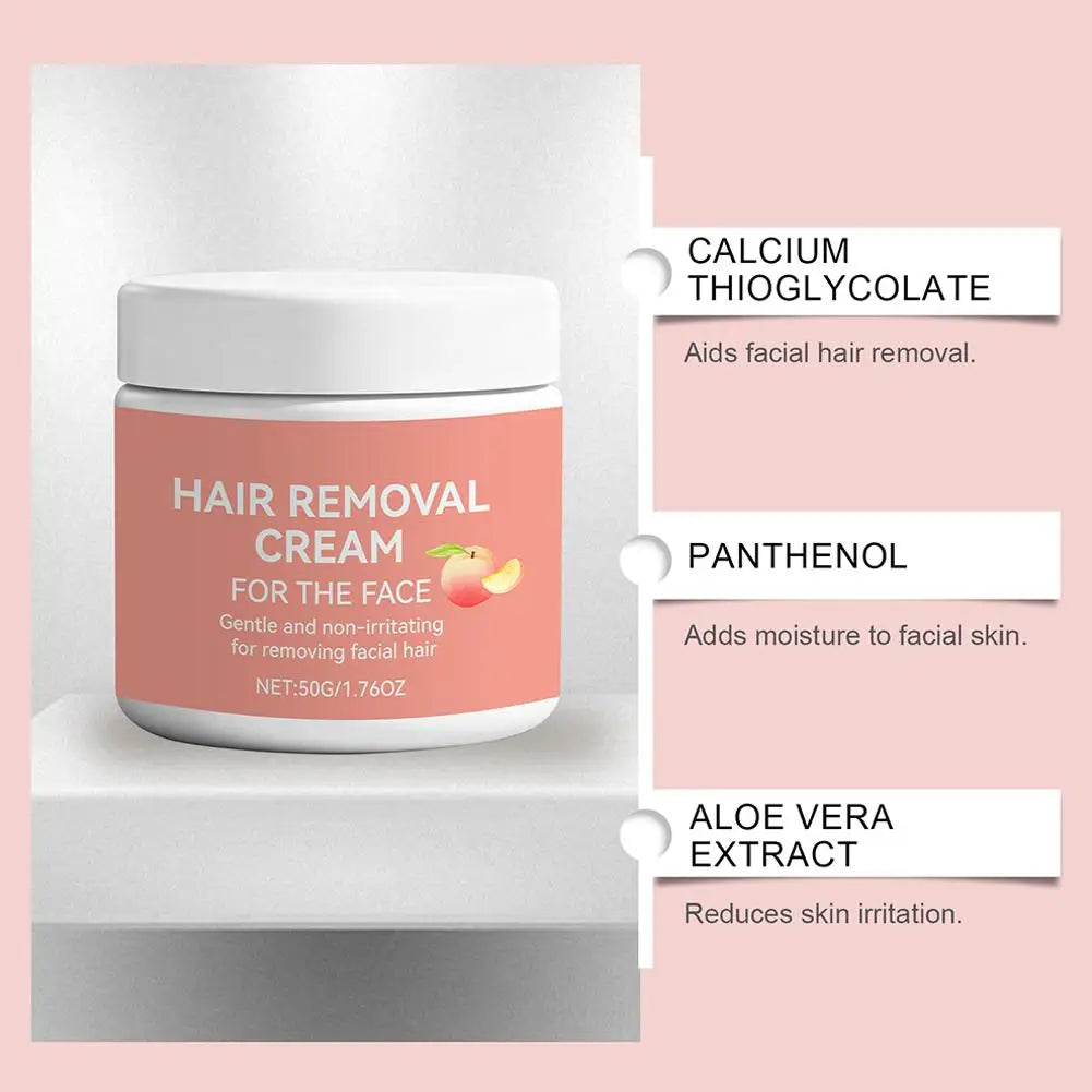 Facial Hair Removal Cream – Aloe Vera & Peach, Face & Lip