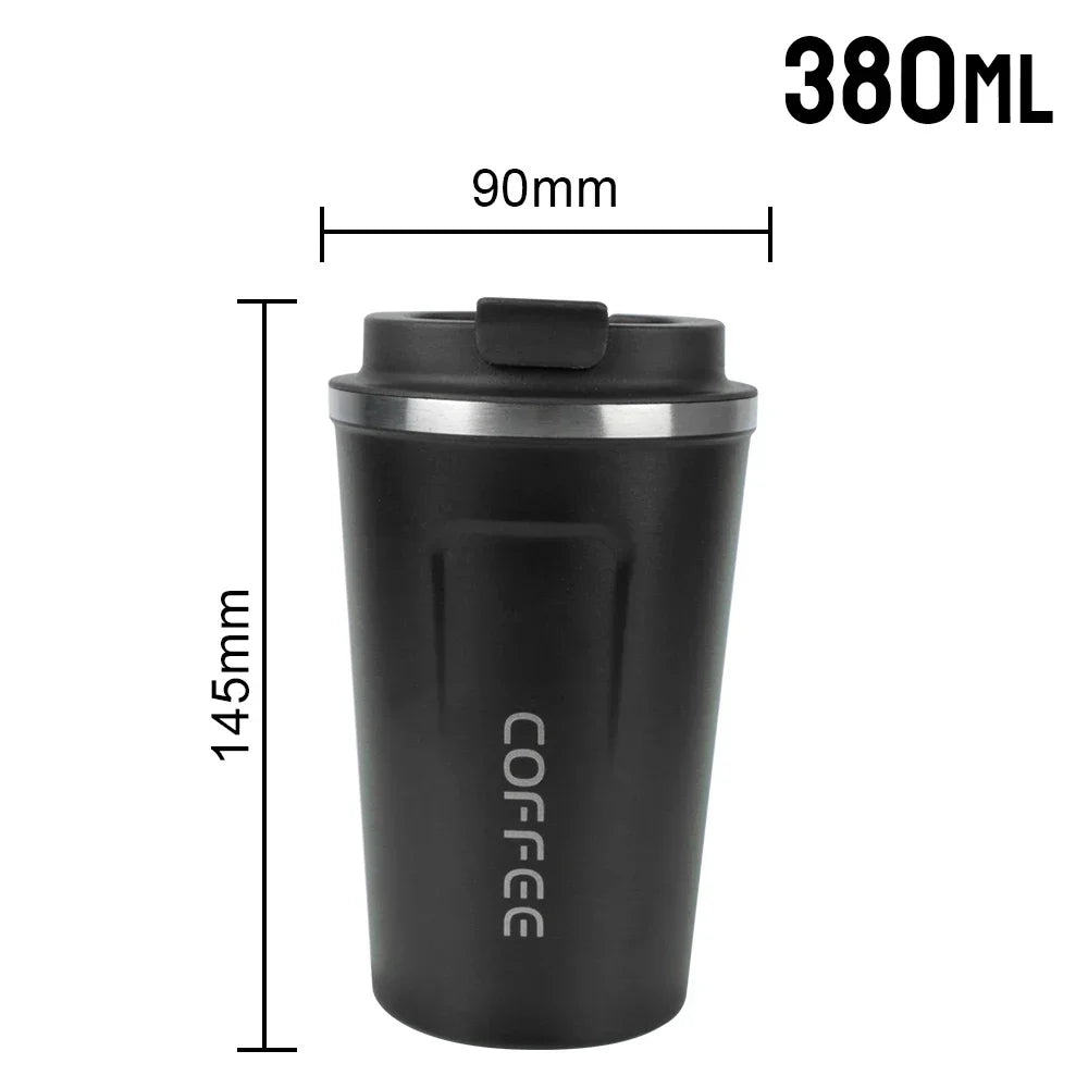 Hot 380/510ML Thermo Cafe Leak_Proof Travel Thermo Cup Double Stainless Steel for Tea Water Coffee Coffee Mug Car Thermos Mug Peaceful Pleasures Health and Wellness 380ML Black as picture show