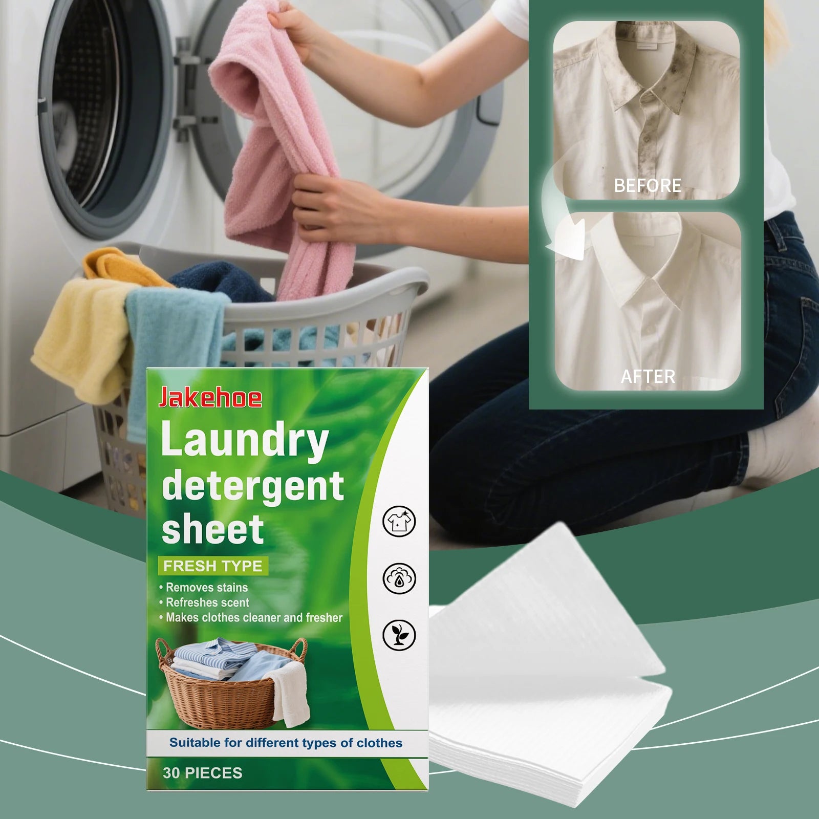 Laundry Detergent Sheets Deeply Dissolve Dirt And Grease Stains Suitable For Washing Machines Leaves Clothes Soft And Fragrant Peaceful Pleasures Health and Wellness