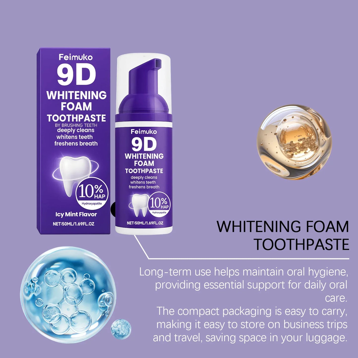 FEIMUKO 9D Whitening Mousse Toothpaste – Plaque & Stain Removal