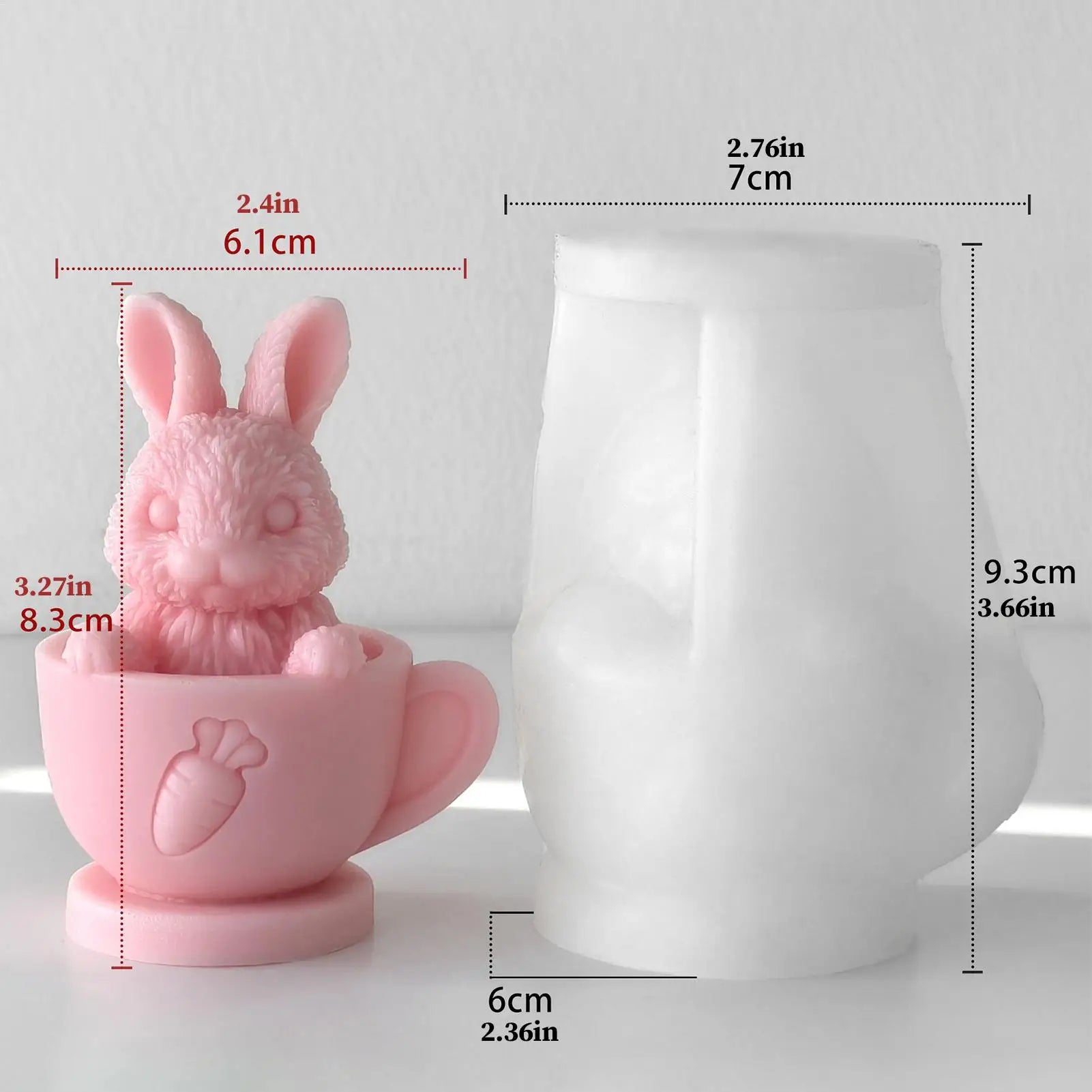 Easter Molds Cute Funny Non-Stick Craft Supplies Teacup Rabbit Easter Molds Silicone for Soap Candle Making Wax Resin Plaster Peaceful Pleasures Health and Wellness