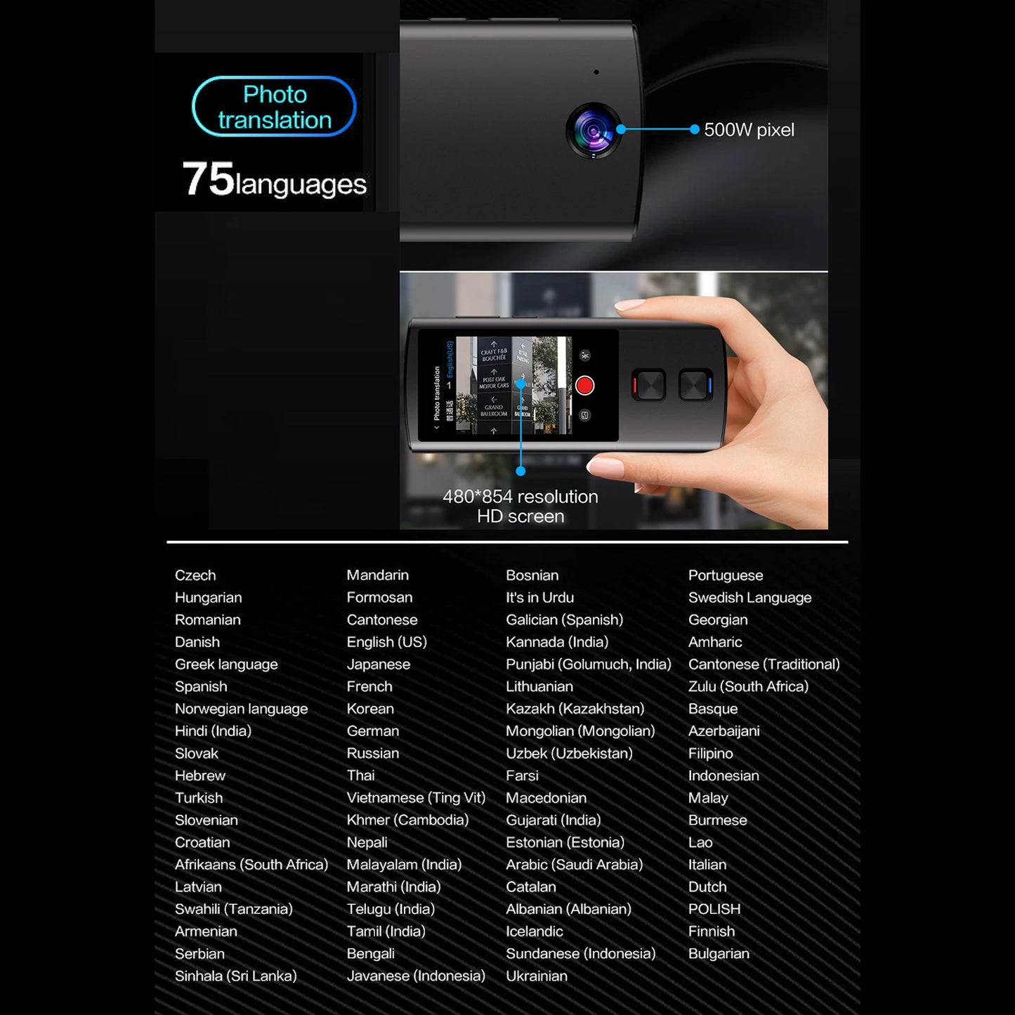 138 Languages Voice Device Translating Text Photo Translate Support