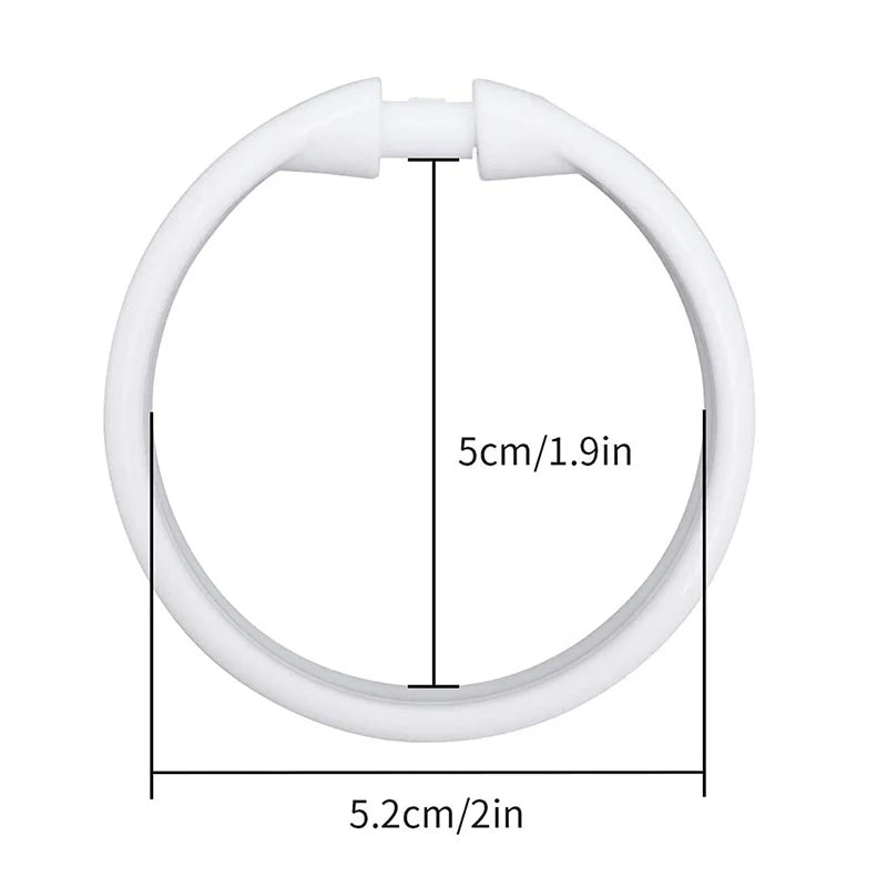 12-Pack PVC Shower Curtain O-Rings | Curtain Rod Clips