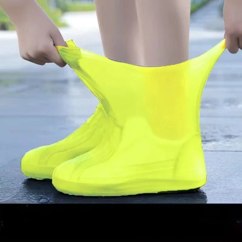 1 Pair Silicone WaterProof Shoe Covers Lip-resistant Rubber Rain Boot Rain Gear Overshoes Accessories for Outdoor Rainy Day Peaceful Pleasures Health and Wellness yellow L41-47