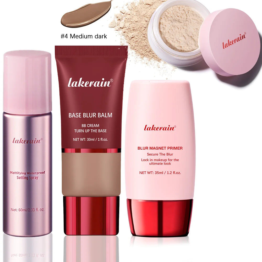 Setting Travel Size Set Ultimate Blurring Setting Powder Mattifying Waterproof Setting Spray Blur Magnet Primer Oil Control 4pc Peaceful Pleasures Health and Wellness 4 medium dark set2