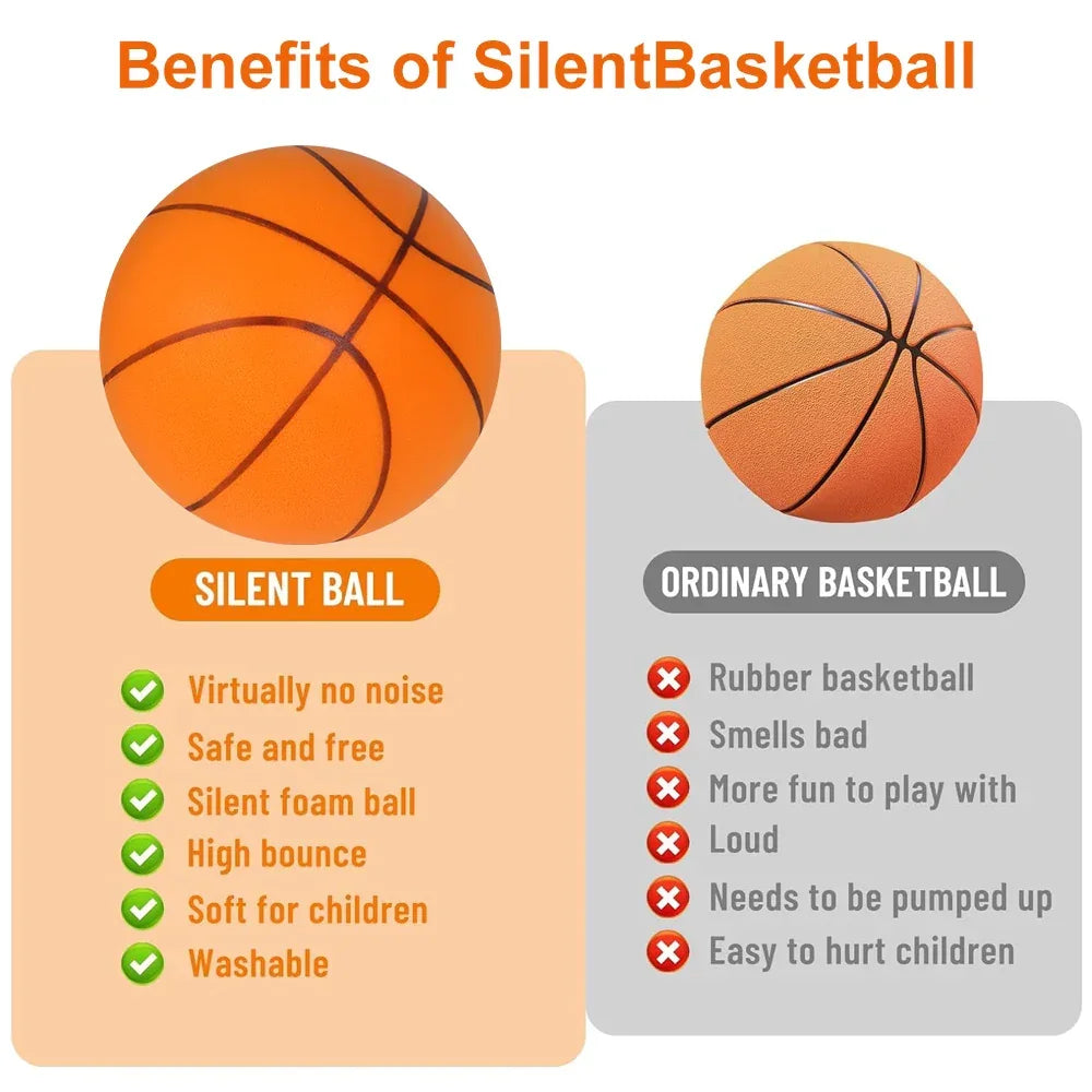 Kids Indoor Silent Foam Basketball – Noiseless Sports Ball Peaceful Pleasures Health and Wellness