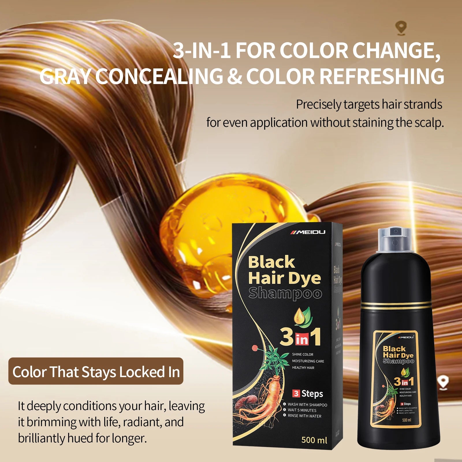 Versatile 3in1 Hair Dye Shampoo for Men and Women Peaceful Pleasures Health and Wellness