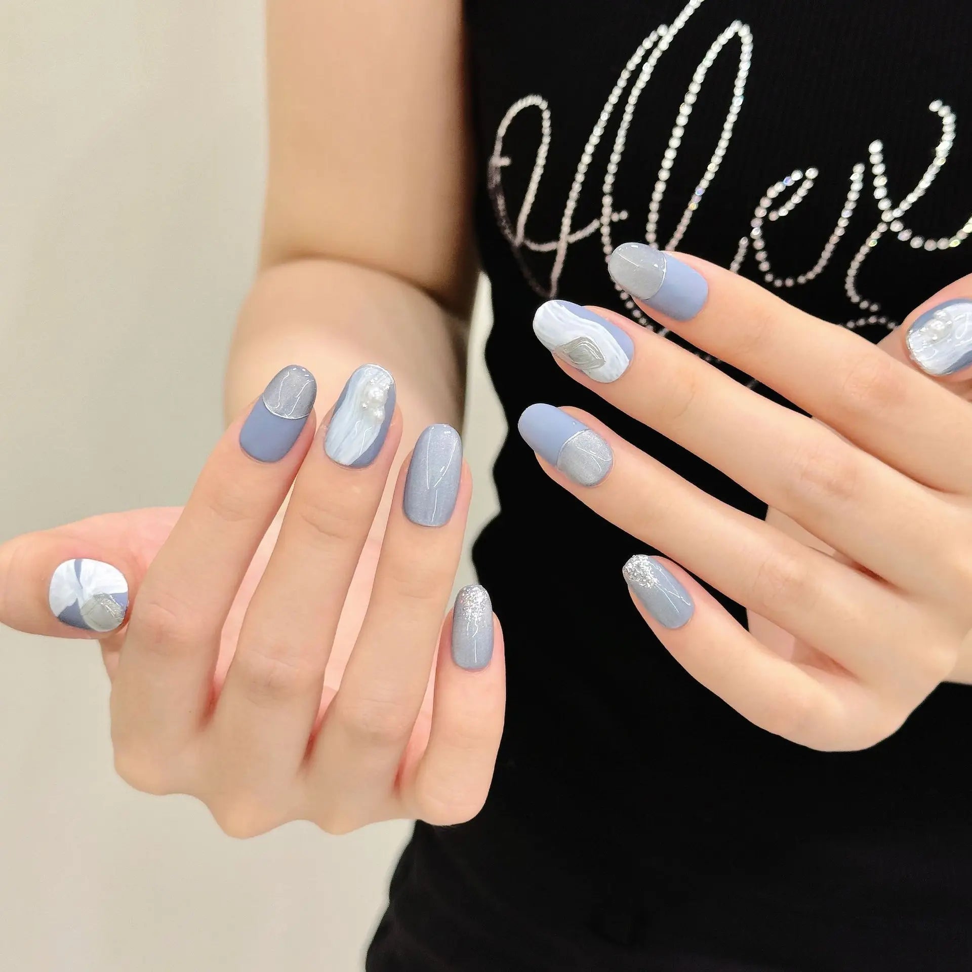 10pcs Handmade Press on Nails Summer Ocean Shell Pearl Decor Fake Nail Tips for Women Wearable Reusable Ins Fashion False Nails Peaceful Pleasures Health and Wellness