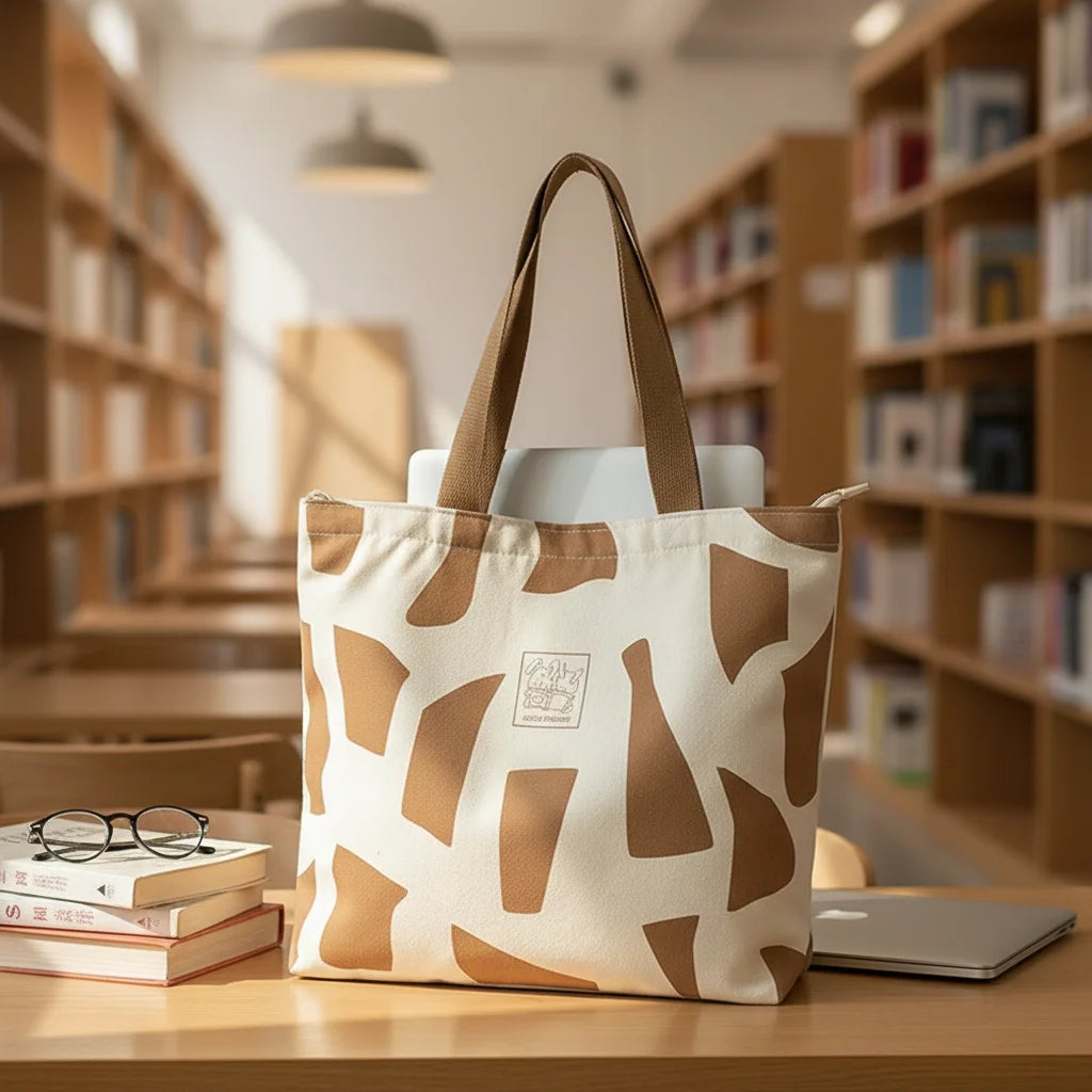 Canvas Shoulder Bag For Women Large Capacity School Books Bag Durable Waterproof Design Peaceful Pleasures Health and Wellness
