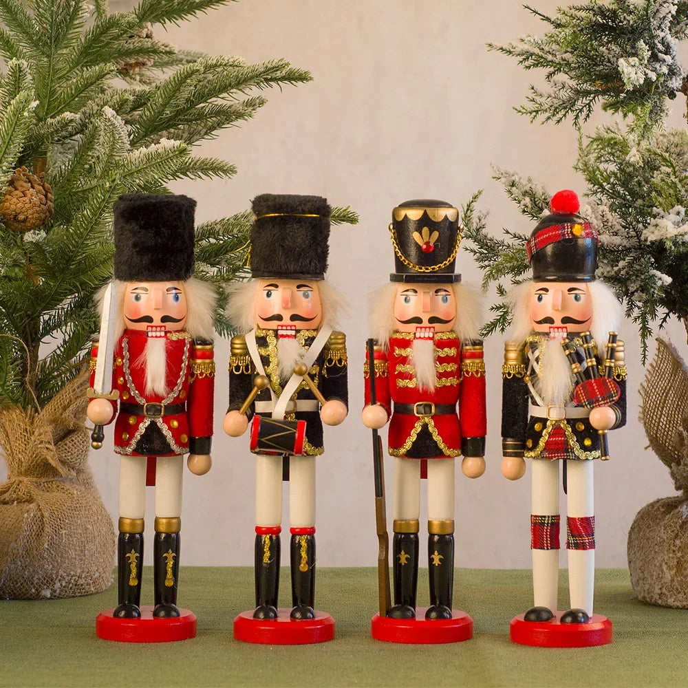 New Creative 30cm Wooden Christmas Nutcrackers Wooden Soldiers Guard Figurines with Good Workmanship for Holiday Decor Display Peaceful Pleasures Health and Wellness