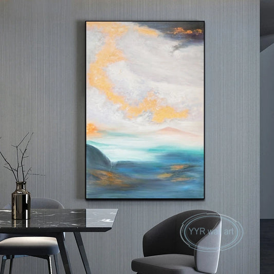 Decorative Oil Painting for Living Room Bedroom Aisle Canvas Wall Art 100% Handmade Abstract Poster Home Hotel Aesthetic Mural Peaceful Pleasures Health and Wellness