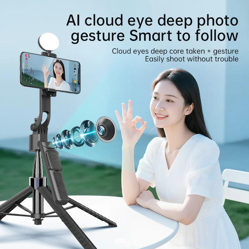 AI Smart Tracking Selfie Stick Tripod | 360° 4-Axis Stabilizer Peaceful Pleasures Health and Wellness