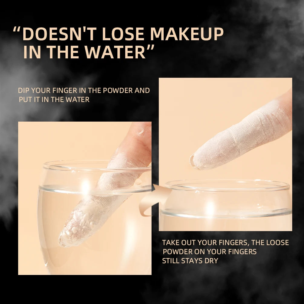QIBEST 4 Colors Loose Powder Waterproof Oil-Control Matte Finish Compact Setting Powder Long-Lasting Invisible Pores Face Makeup Peaceful Pleasures Health and Wellness