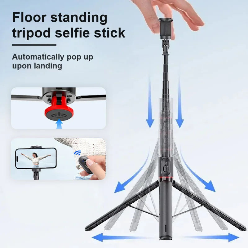 360° Selfie Stick Tripod with Bluetooth Remote & Auto-Open