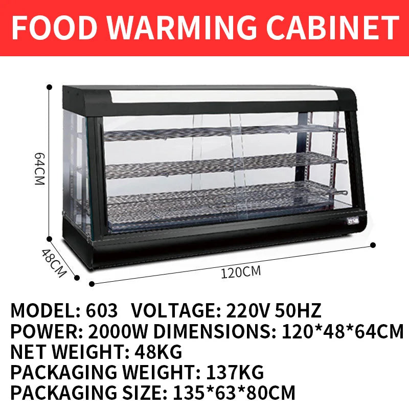 2000W 3-Tier Commercial Food Warmer Cabinet with LED Lighting