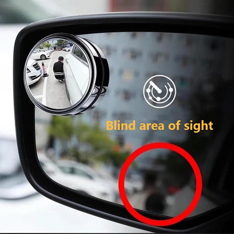 2Pcs Car Round Frame Convex Wide-angle Clear Rearview Auxiliary Car Mirror 360 Degree Blind Spot Mirror Adjustable Driving Peaceful Pleasures Health and Wellness