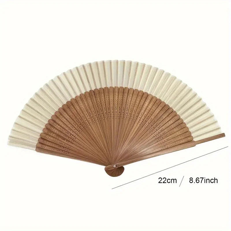 Retro Bamboo Folding Fan – Heart-Shaped Origami Handheld Fan