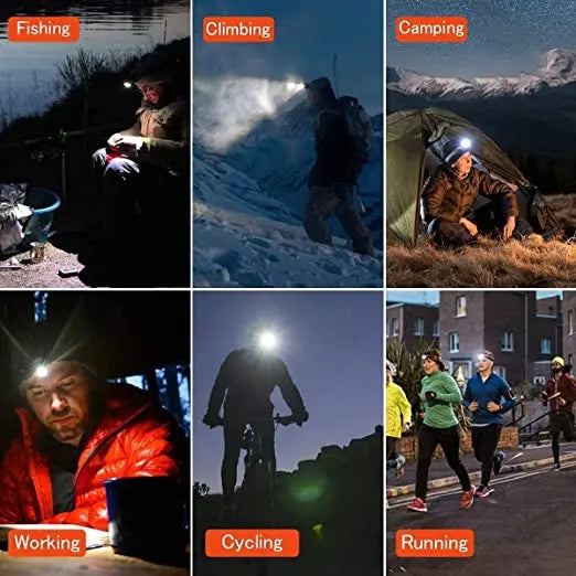 LED Rechargeable Headlamp – 210° Wide Beam, USB, Waterproof