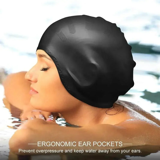 Silicone Swimming Cap for Long Hair Braid Waterproof Women Men Ladies High Elasticity Ears Protection Large Silicone Diving Cap Peaceful Pleasures Health and Wellness
