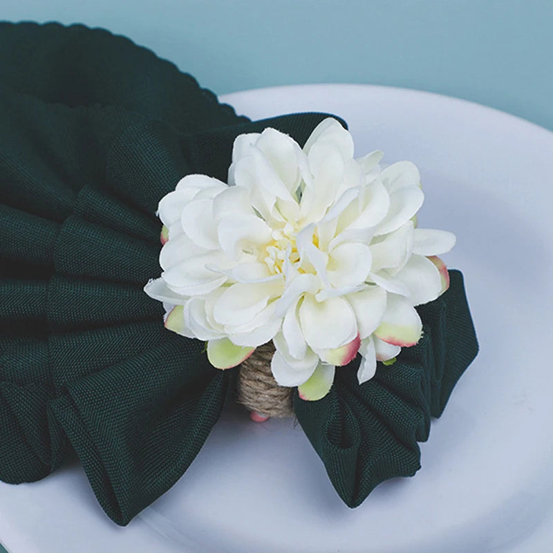 Floral Napkin Rings Set of 6 | Silk Flower Table Décor