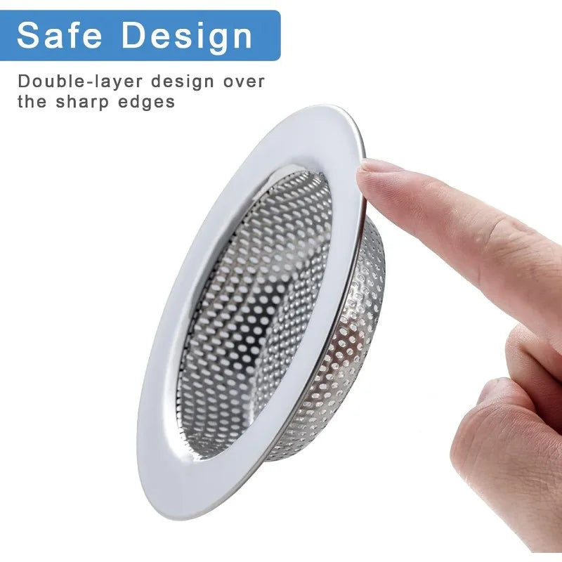 Two-Pack Double-Layer Anti-Clogging Sink Strainer Made of 304 Stainless Steel, Suitable for Standard Kitchen Sinks, Ideal for Home and Commercial Kitchens to Prevent Clogging, Polished Surface, Durable and Long-Lasting Peaceful Pleasures Health and Wellness