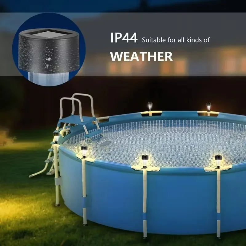 Solar Pool Lights Waterproof LED Fence & Ground Lamp Set