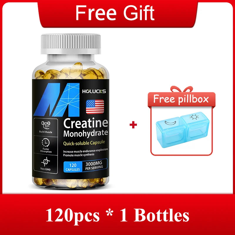 High Potency Creatine 3000mg Capsules, Support Brain & Muscle Cell Energy, Increases Power Output & Exercise Performance Peaceful Pleasures Health and Wellness 120pcs
