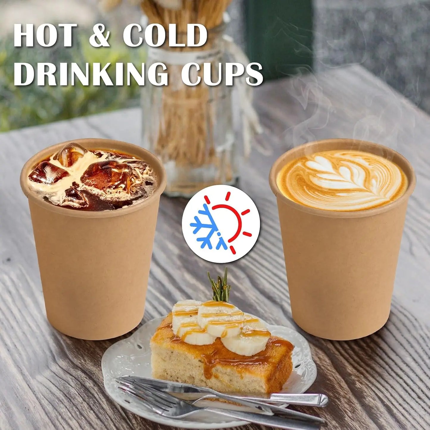 8 oz Kraft Paper Cups Disposable Paper Coffee Cups Hot/Cold Drinking Cup for Water Coffee Juice Unbleached Cups for Party Picnic Peaceful Pleasures Health and Wellness