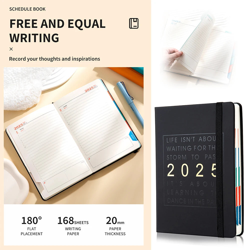 2025 Yearly English Schedule Book 365-day Planner Notebook Time Management Organiser Daily Learn Goal Planner Efficiency Manual Peaceful Pleasures Health and Wellness
