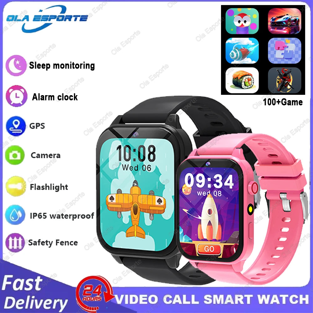Game Kids Smartwatch 300mAh HD Screen HD Camear Outdoor LED Flashlight Watch Multifunctional Alarm Clock Computer Smart Watch Peaceful Pleasures Health and Wellness 1Bk1Pk