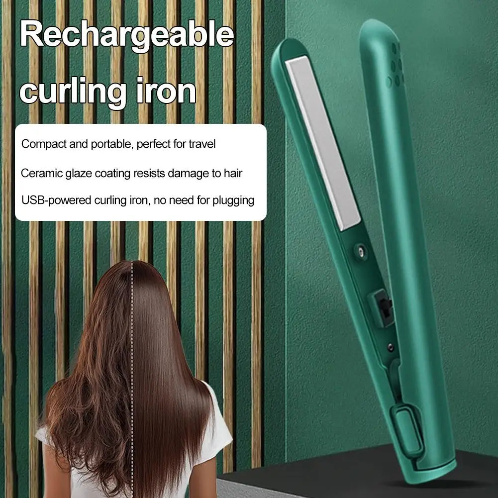 Mini 2-in-1 USB Ceramic Hair Straightener & Curler – Cordless