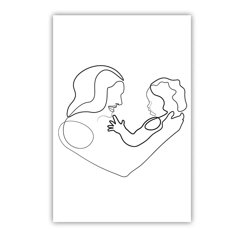 Nordic Mother & Baby Abstract Canvas Wall Art | Minimalist Print Canvas Wall Art Peaceful Pleasures Health and Wellness 04 50x70cm NoFrame China Mainland