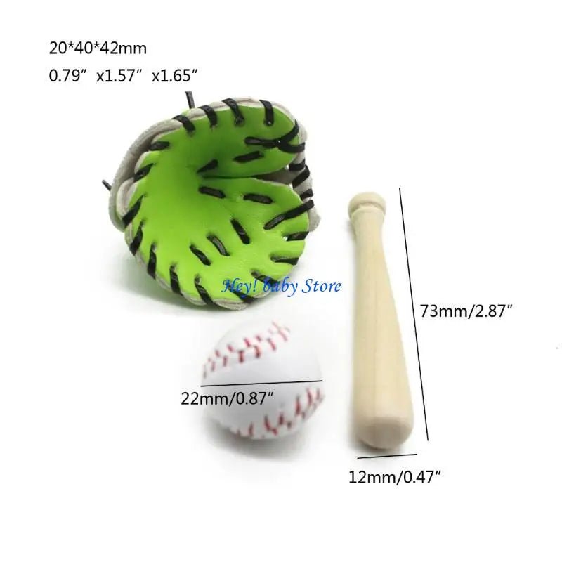 Newborn Photography Props Mini Baseball & Glove Set | 0–6M