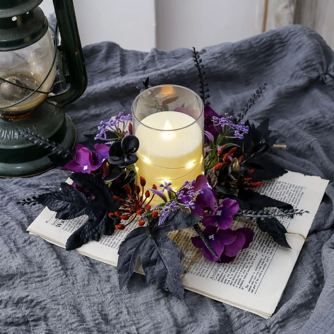 Halloween Dark-Style Candle Holder Wreath | Table Decor