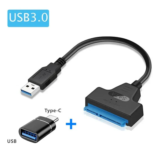 USB 3.0 To SATA Cable For 2.5 Inch External HDD SSD Hard Drive SATA 3 22 Pin Adapter USB 3.0 To Sata III Cord Up to 6 Gbps Peaceful Pleasures Health and Wellness USB 3.0 With otg 0.3m