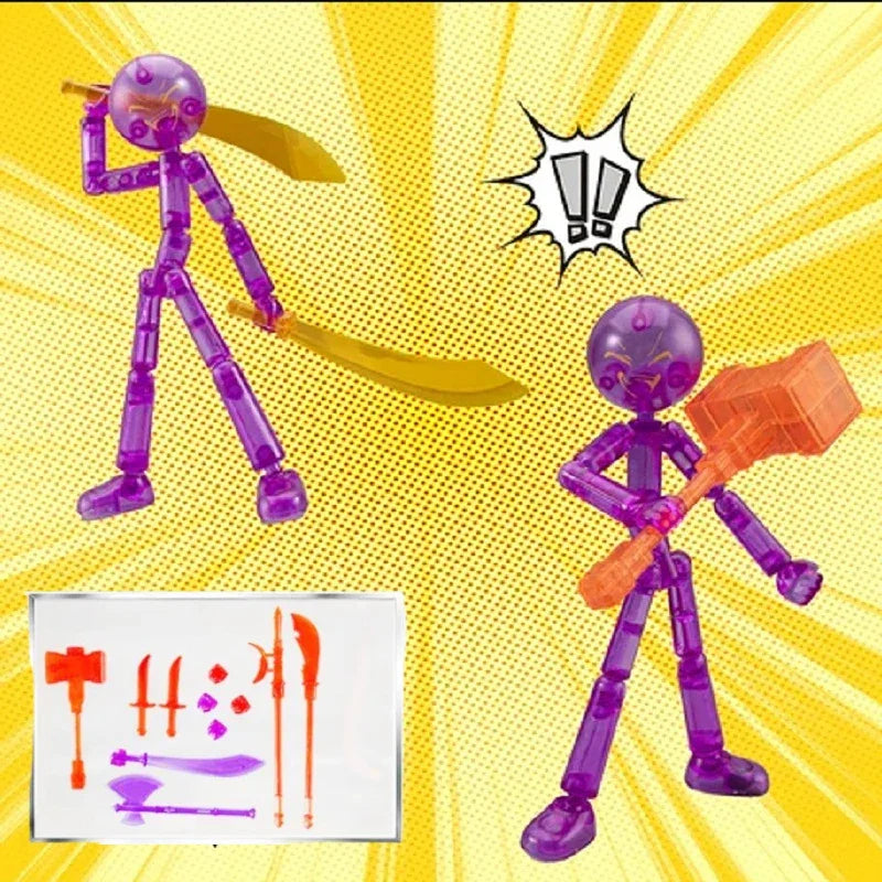 DIY Poseable Stick Man Figure Building Kit, Multi-jointed Articulated Action Figure with Weapons, Movable Limbs Assembly Toy Peaceful Pleasures Health and Wellness