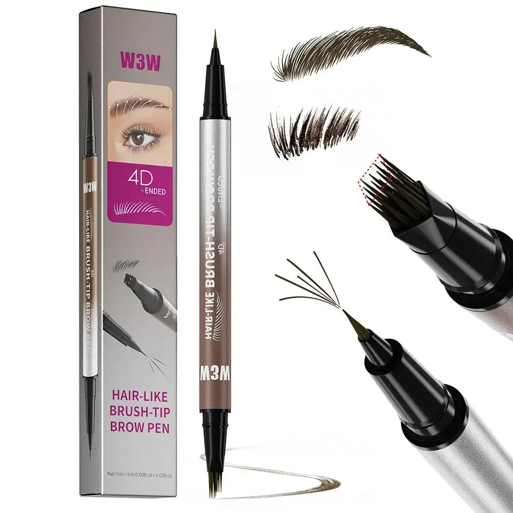 Hair Like 4D Micro Sculpting Eyebrow Pencil Dual Ended Multiple Prong Long Lasting Non Smudged Eyeliner Makeup Peaceful Pleasures Health and Wellness BLACK BROWN