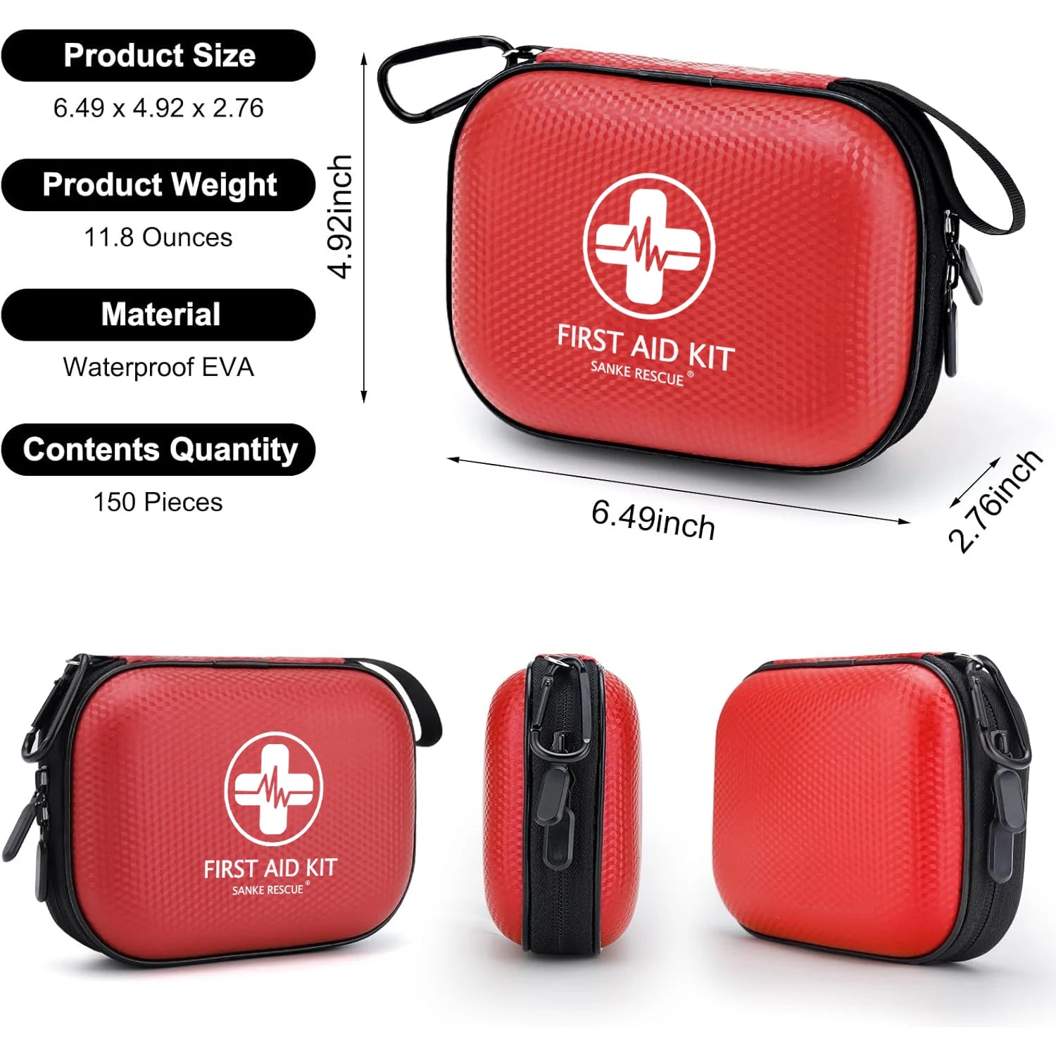 150 Piece Mini First Aid Kit Small Waterproof Hard Shell outdoor Kit for Home Car Travel Camping Truck Hiking Sports Office Peaceful Pleasures Health and Wellness